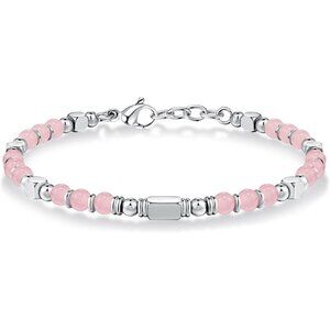 Silver & Pink Boho Beaded Bracelets for Women Trendy Jewelry Gifts for Lover